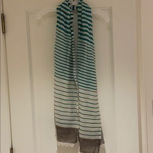 Blue and white striped scarf